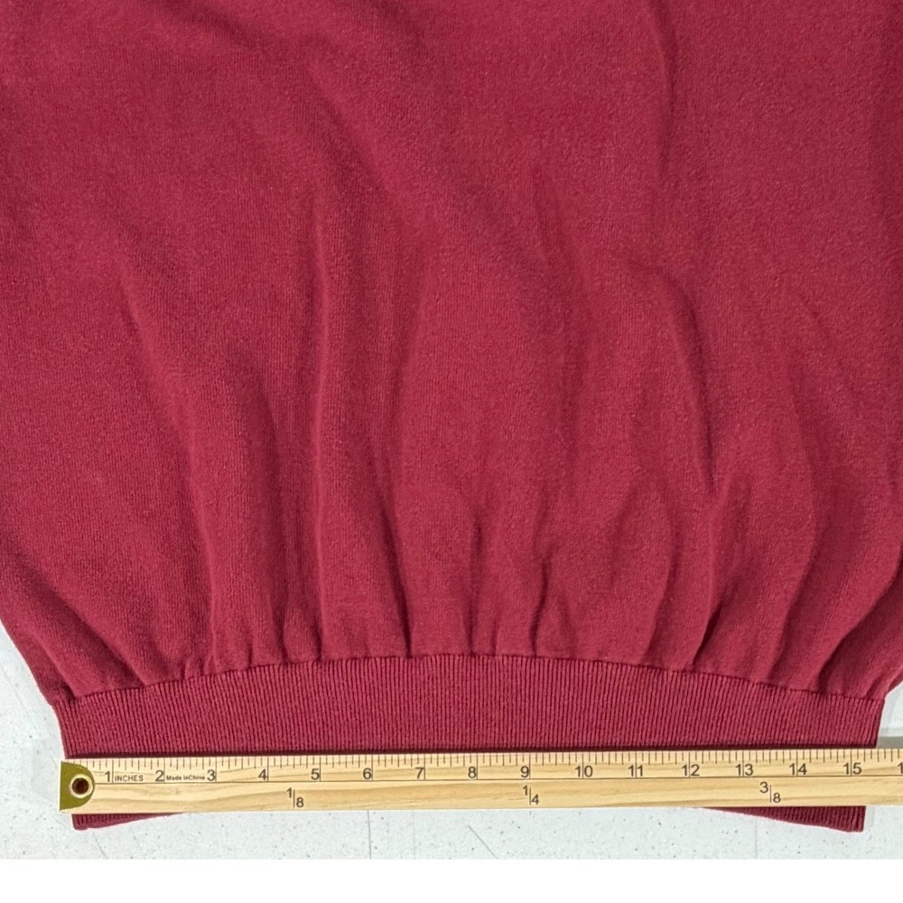 Tommy Hilfiger V-Neck Sweater XL Maroon Deep Red 100% Cotton Preppy Grandpa - Picture 7 of 8